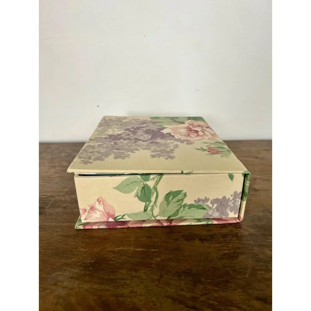Vintage Floral Fabric Covered Jewelry Box | Shabby Chic Cottagecore